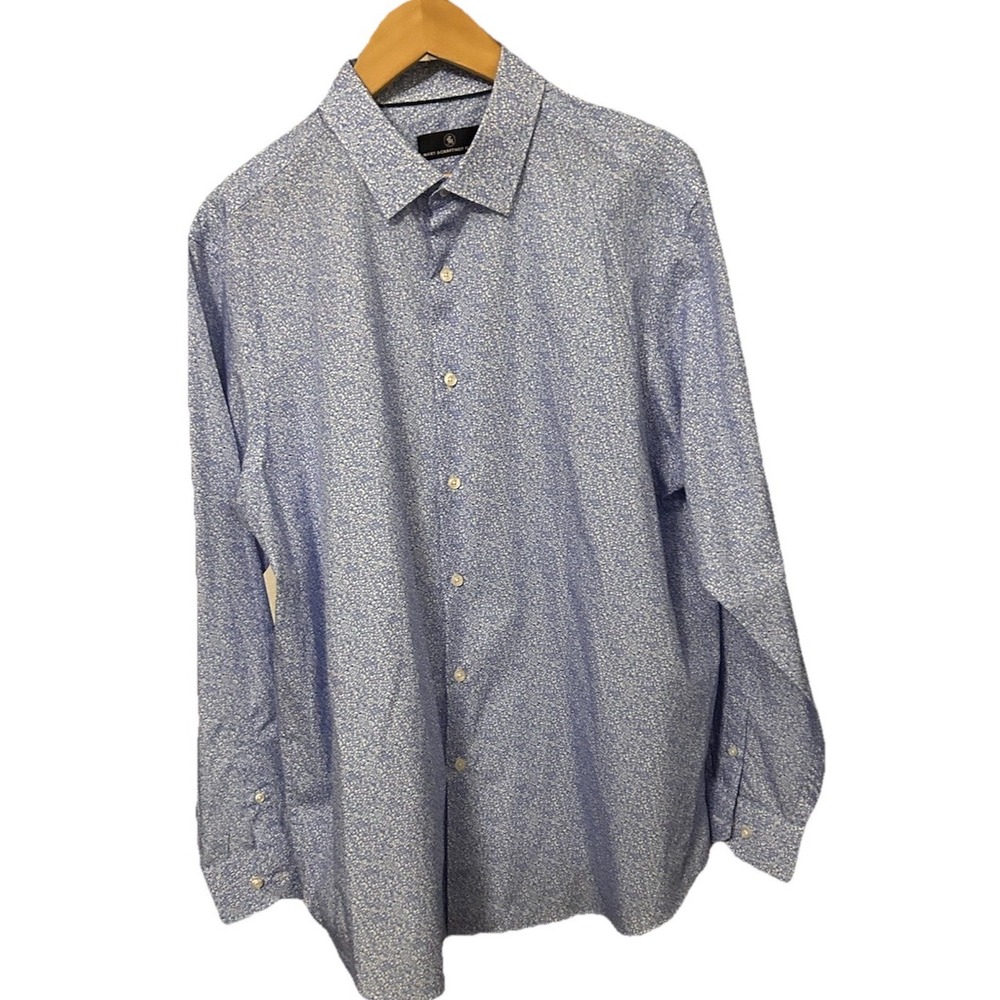 Hart Schaffner Marx Men's XL Blue and White 100% Cotton Long Sleeve Shirt 00202